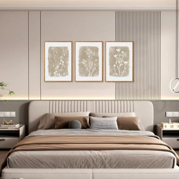 Elegant Framed Boho Floral Art Prints - 16x24 Set for Living and Work Spaces
